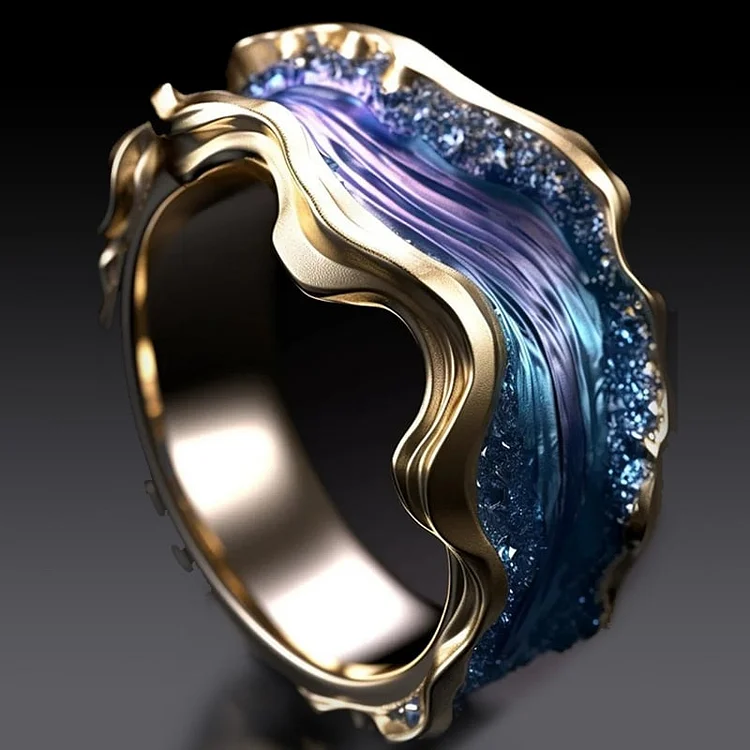 Anillo Vintage del Océano de Oro