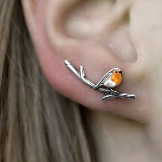 Pendientes Pajarito Plateados