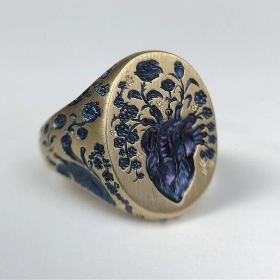 Anillo Vintage Flor Azul de Oro