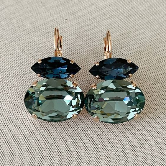 Pendientes Cristal Verde Azulado