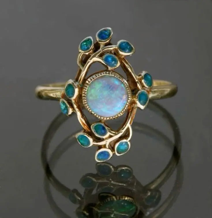 Anillo Vintage Azul con Cristales