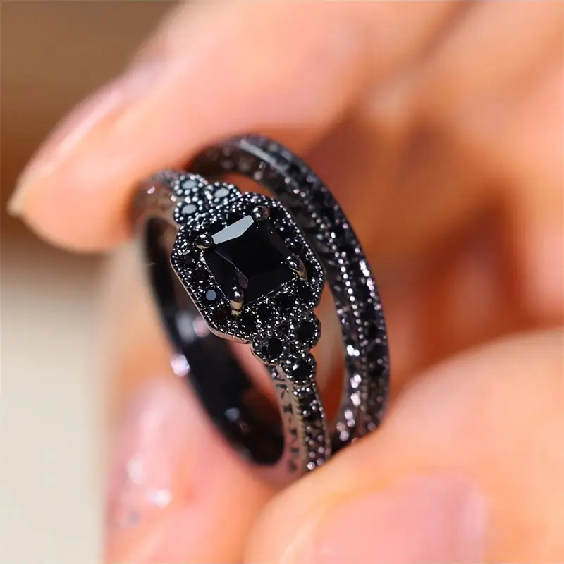 Anillo Negro Retro Dúo