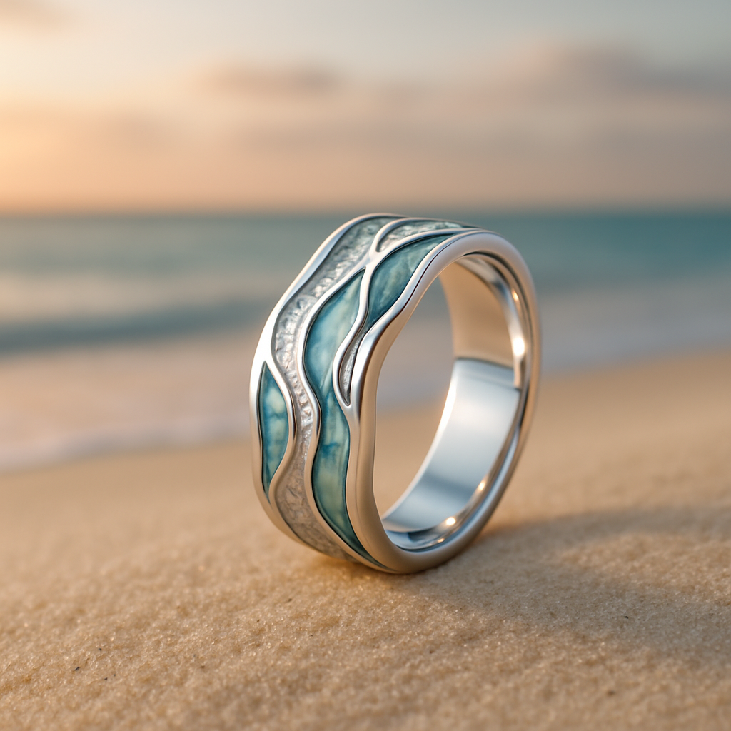 Anillo Ondas Turquesa