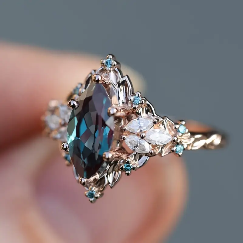 Anillo Exótico Cristal Azul