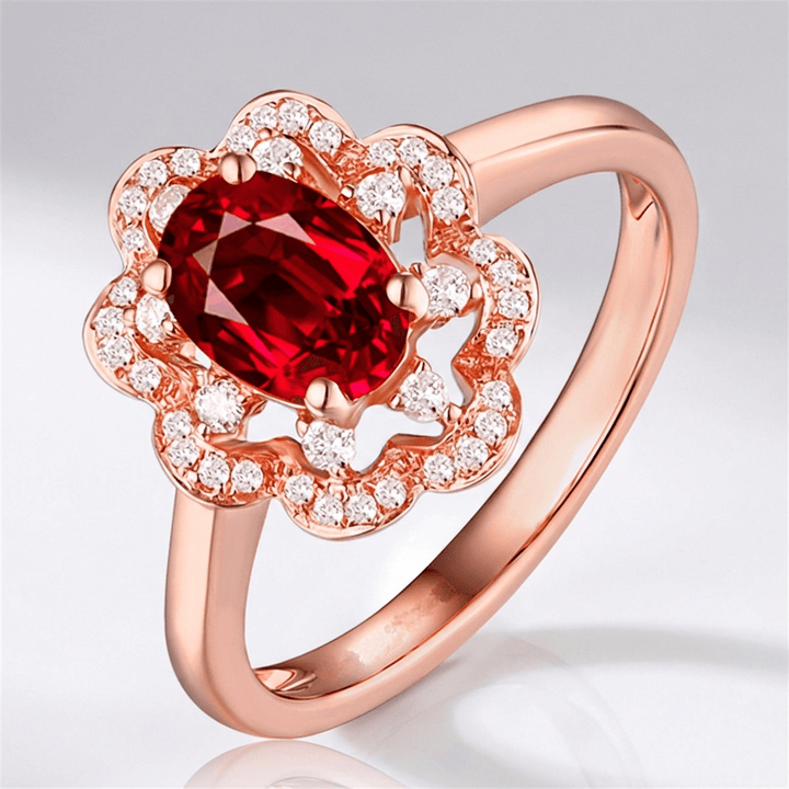 Anillo Halo con Rubí Rojo