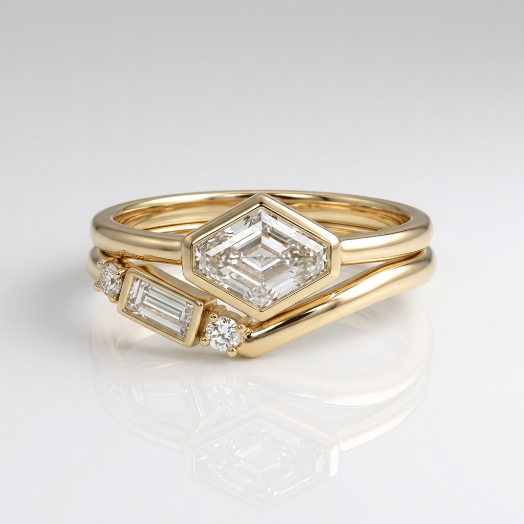 Conjunto Geométrico con Cristal de Oro