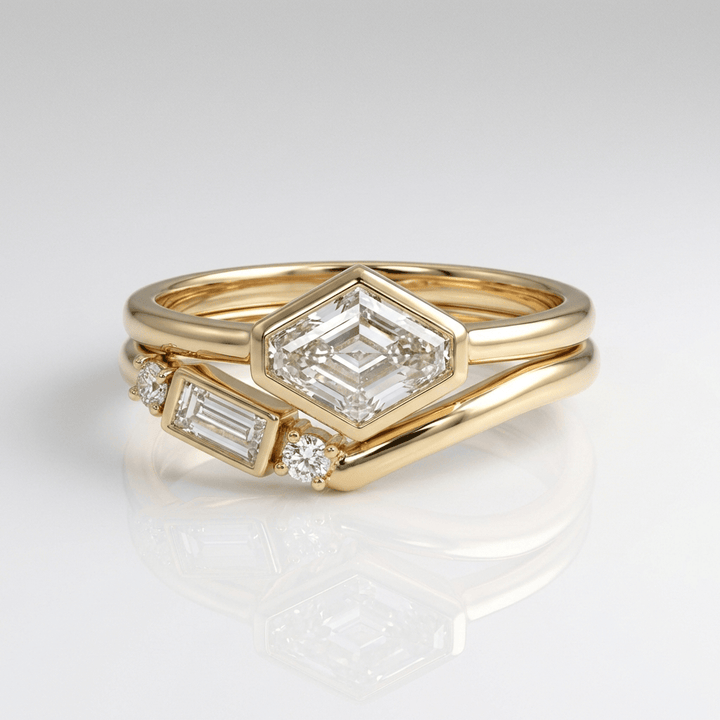 Conjunto Geométrico con Cristal de Oro