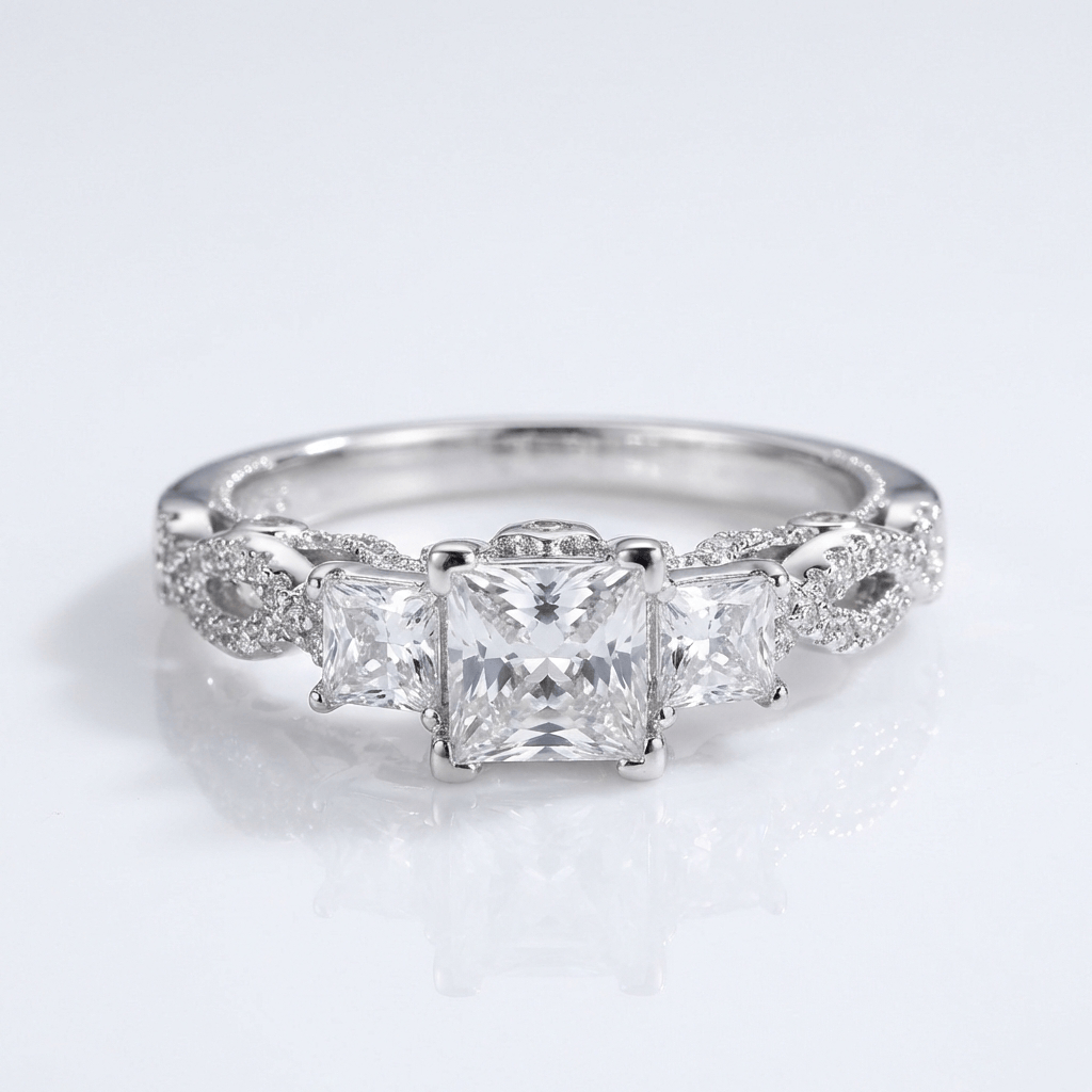 Anillo Trenzado con Piedra Plateado