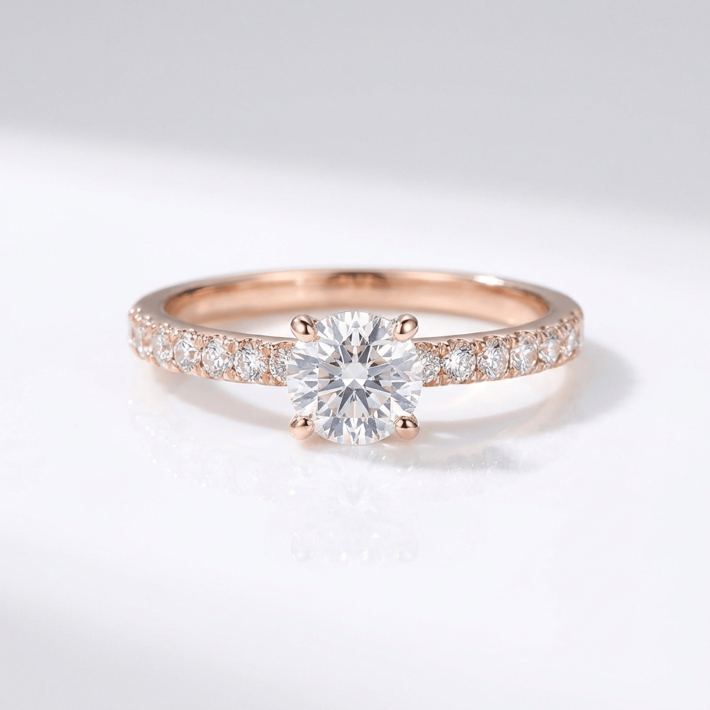 Anillo Redondo con Circonita de Oro Rosa