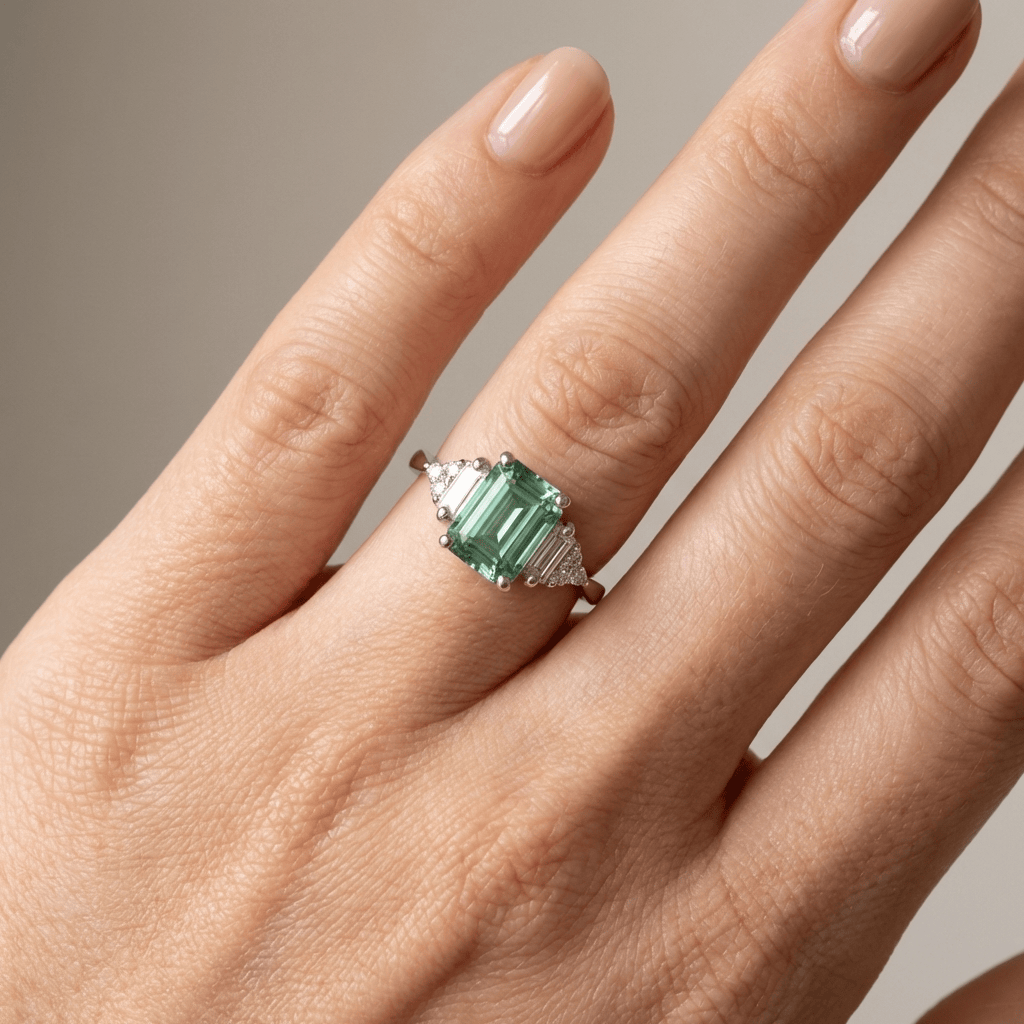Anillo Triple con Cristal Plateado