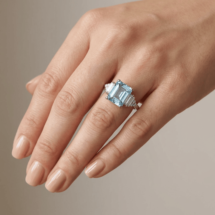 Anillo Triple con Cristal Plateado