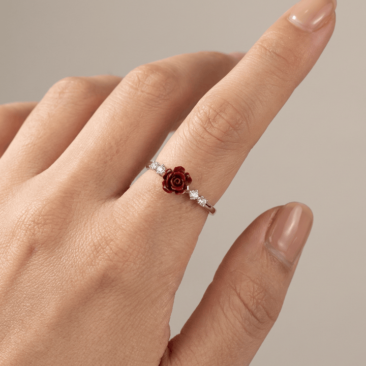 Anillo Ajustable con Cristal Rosa Plateado
