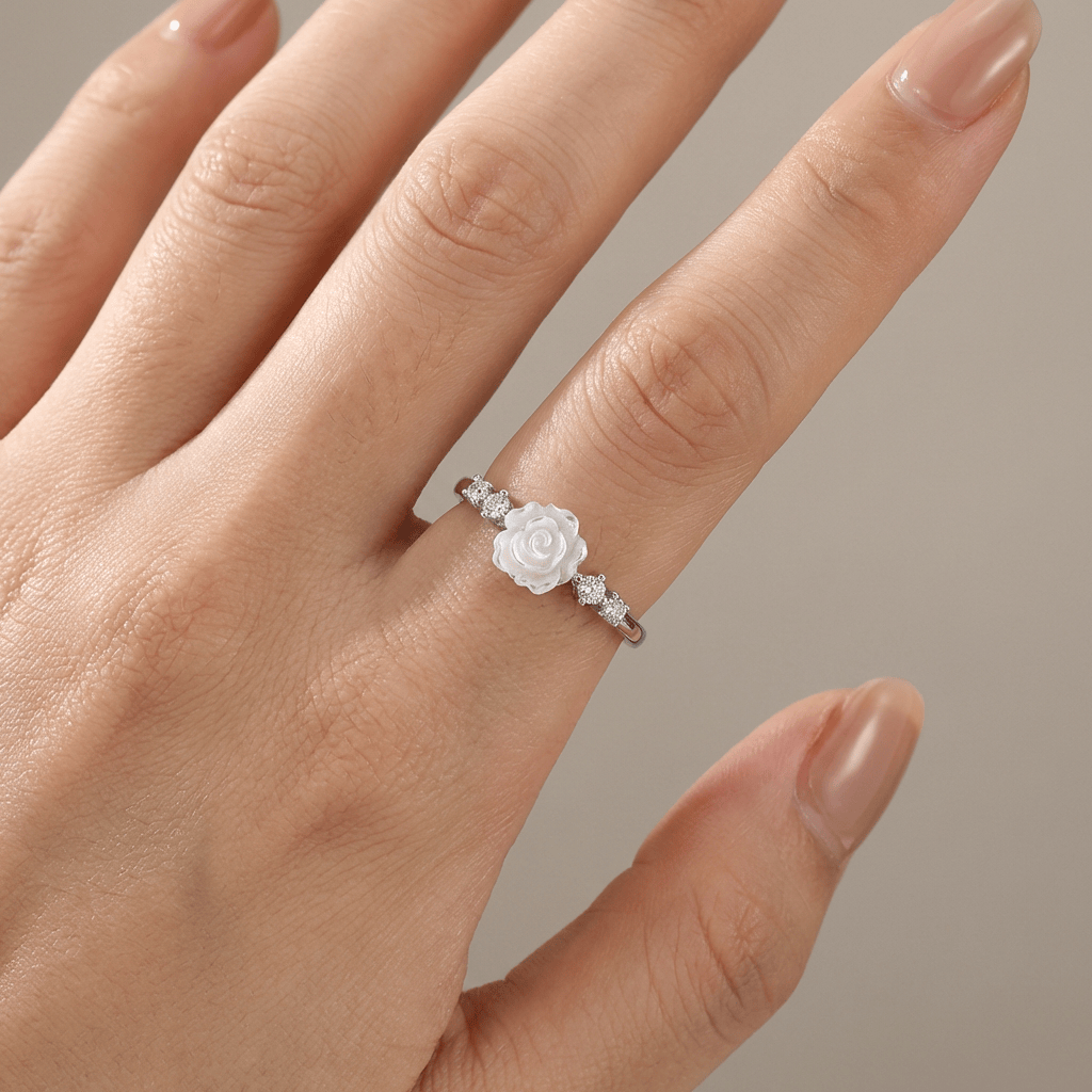 Anillo Ajustable con Cristal Rosa Plateado