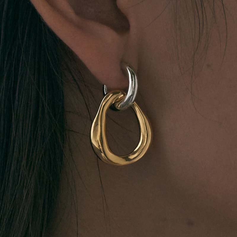 Pendientes Vintage de Metal Bicolor