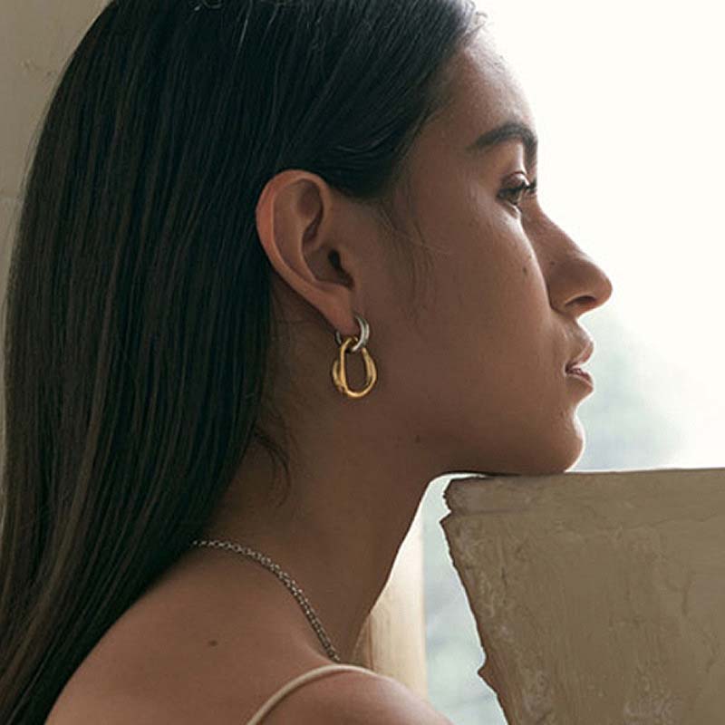 Pendientes Vintage de Metal Bicolor