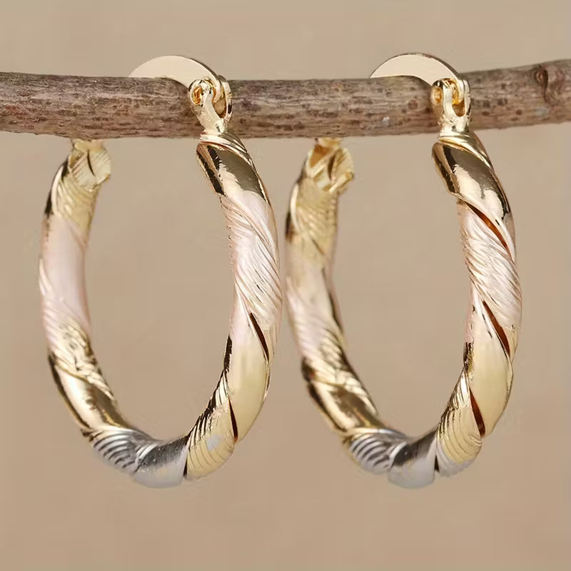 Aros Redondos Vintage Dorado, Plateado y Rosa
