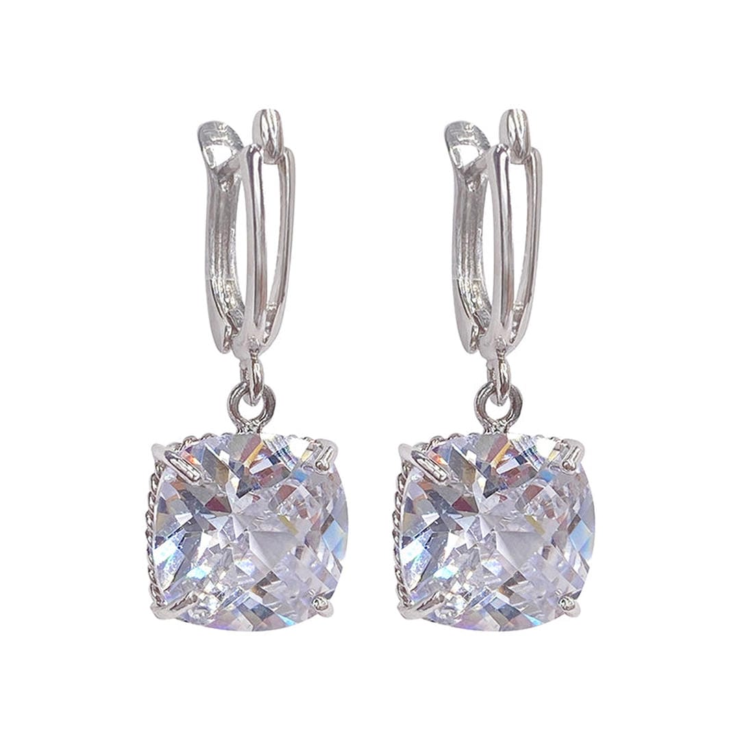 Pendientes Colgantes Oro Blanco con Circonitas