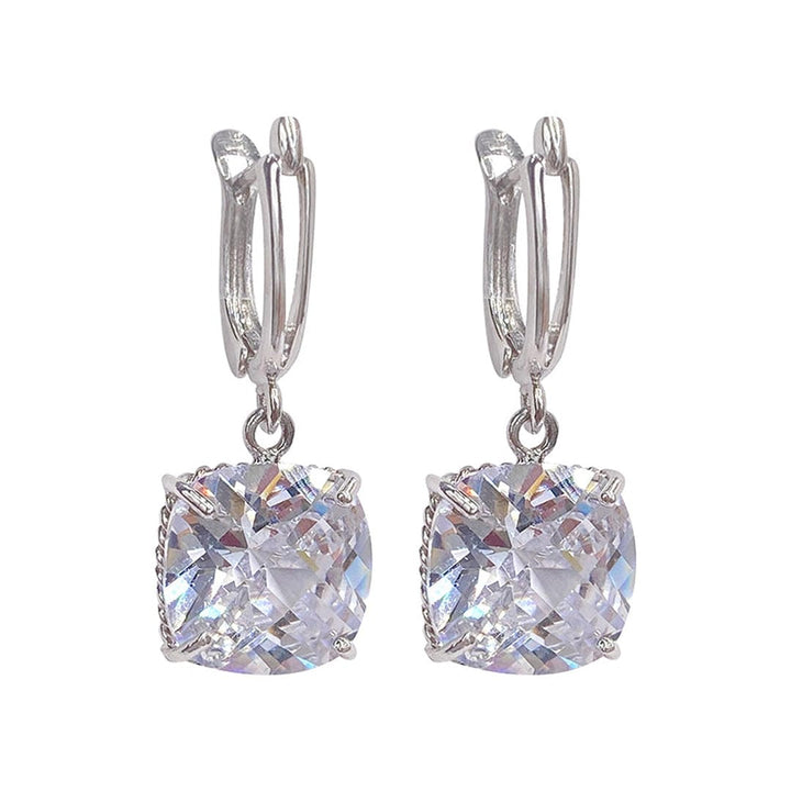 Pendientes Colgantes Oro Blanco con Circonitas