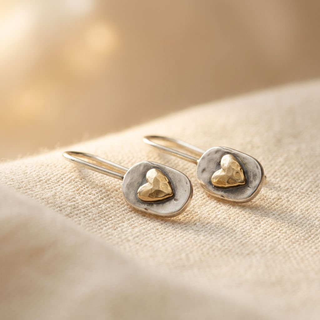 Pendientes Corazón Plateado y Dorado