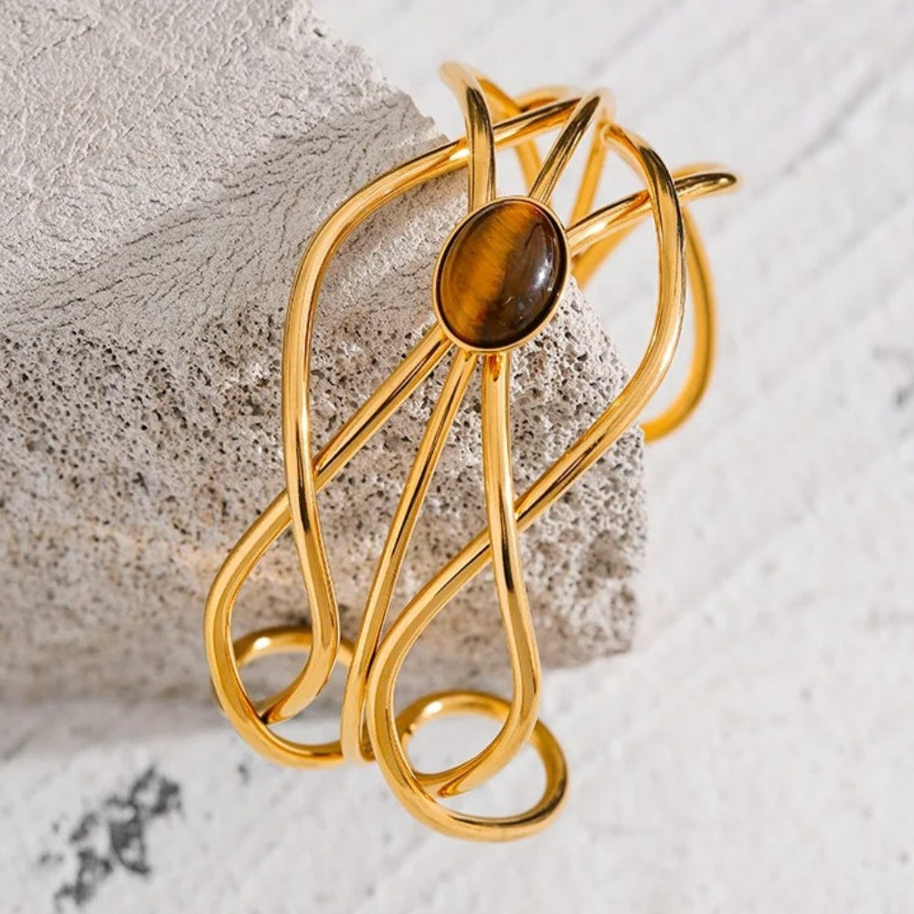 Brazalete Abierto Vintage con Piedra