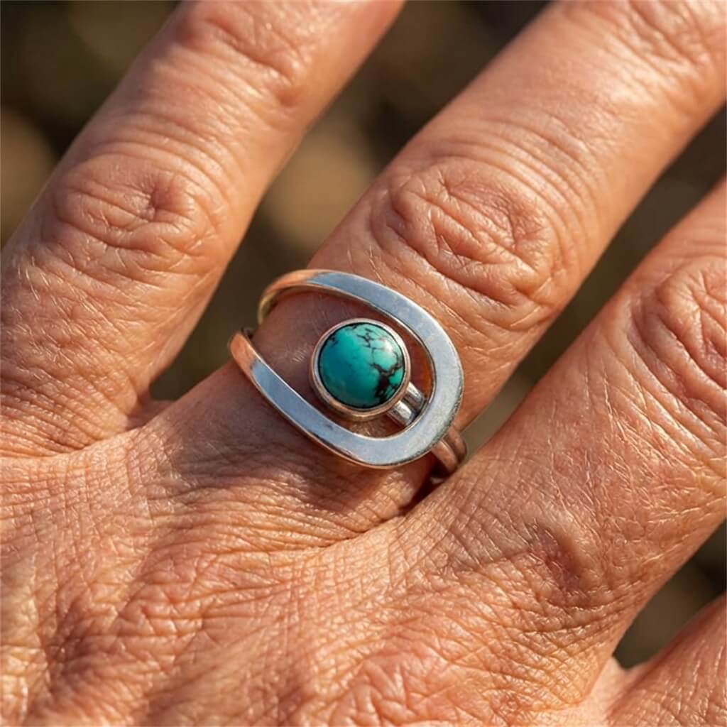 Anillo Abierto Turquesa Minimalista