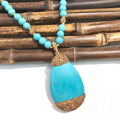 Collar Colgante Gota Turquesa Grande