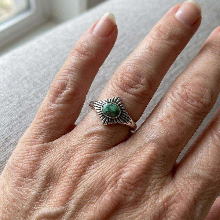 Anillo Marquesa Turquesa Plateado Fino