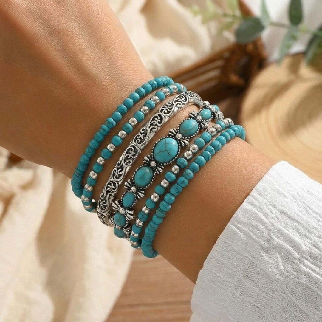 Conjunto de Pulseras Turquesa Boho