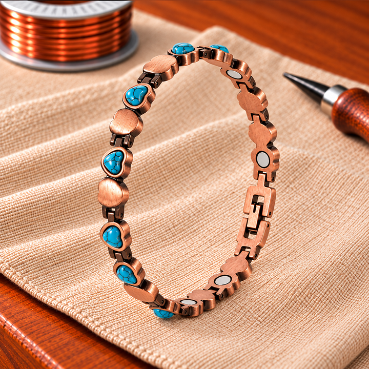 Pulsera de Cobre Corazón Aqua