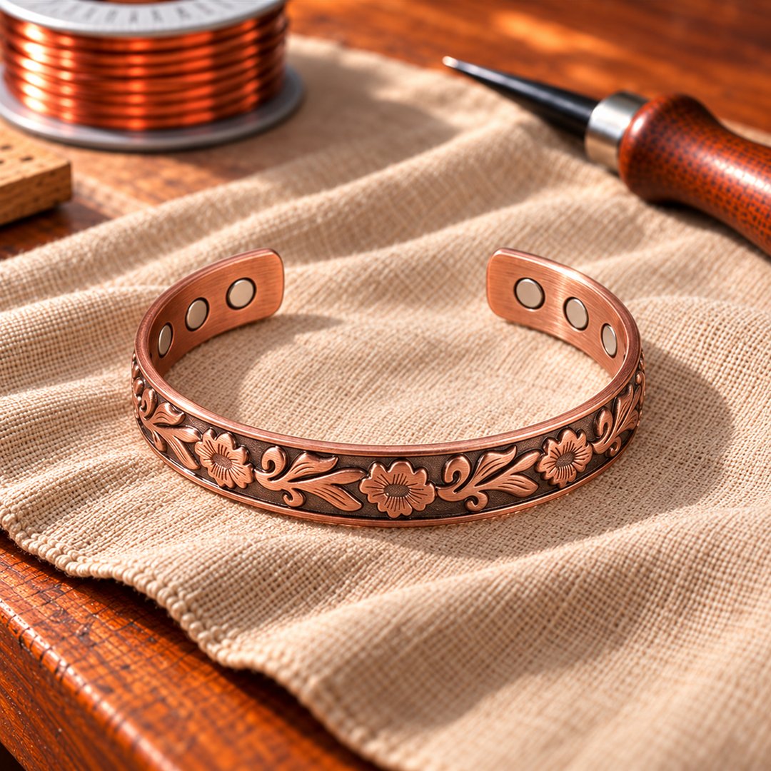 Pulsera de Cobre Floral