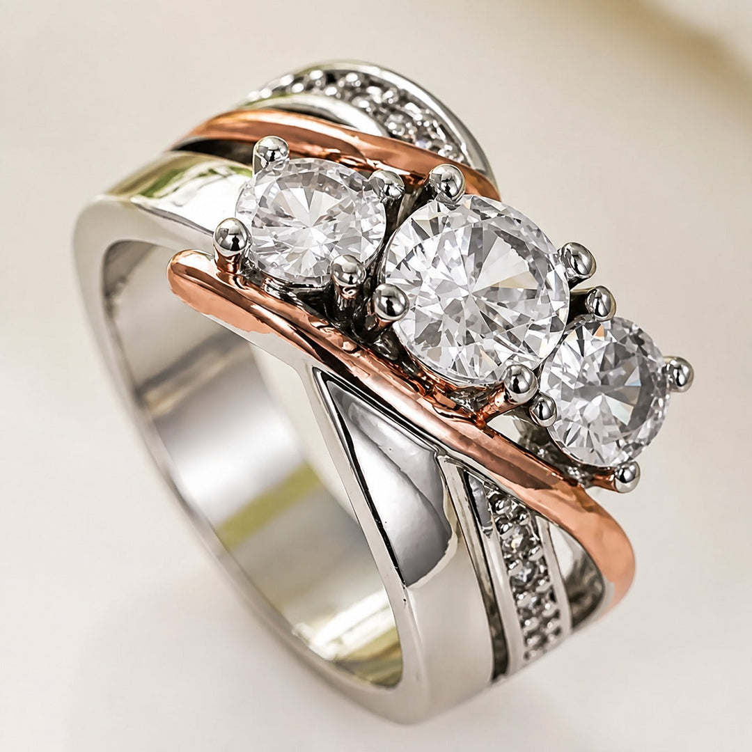 Anillo con Circonita Bicolor