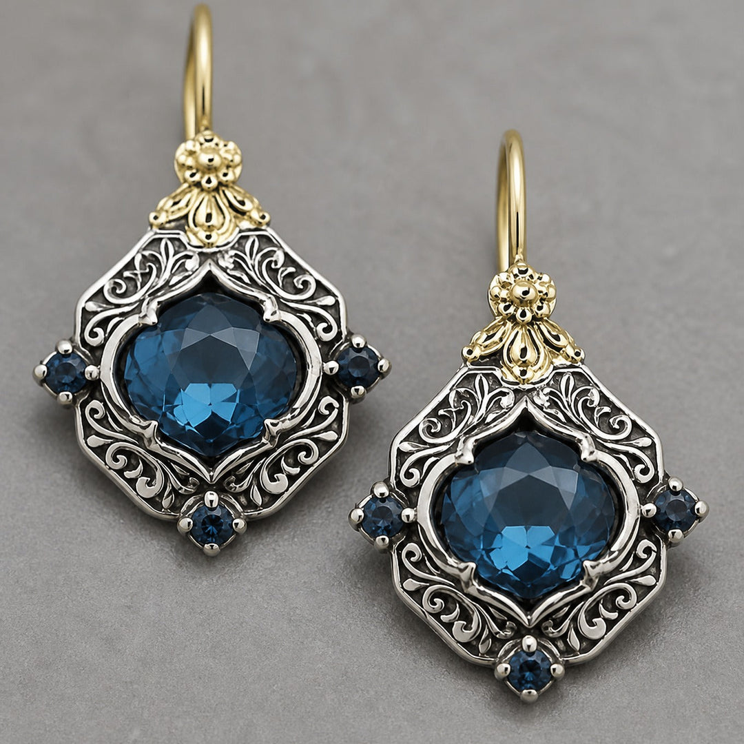 Pendientes Colgantes con Cristal Azul