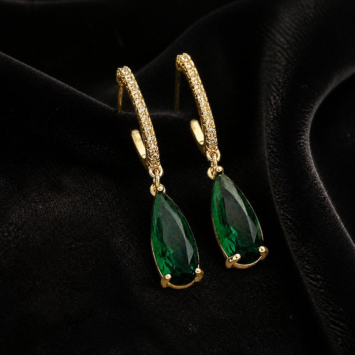 Pendientes Botón Piedra Verde Opulentos