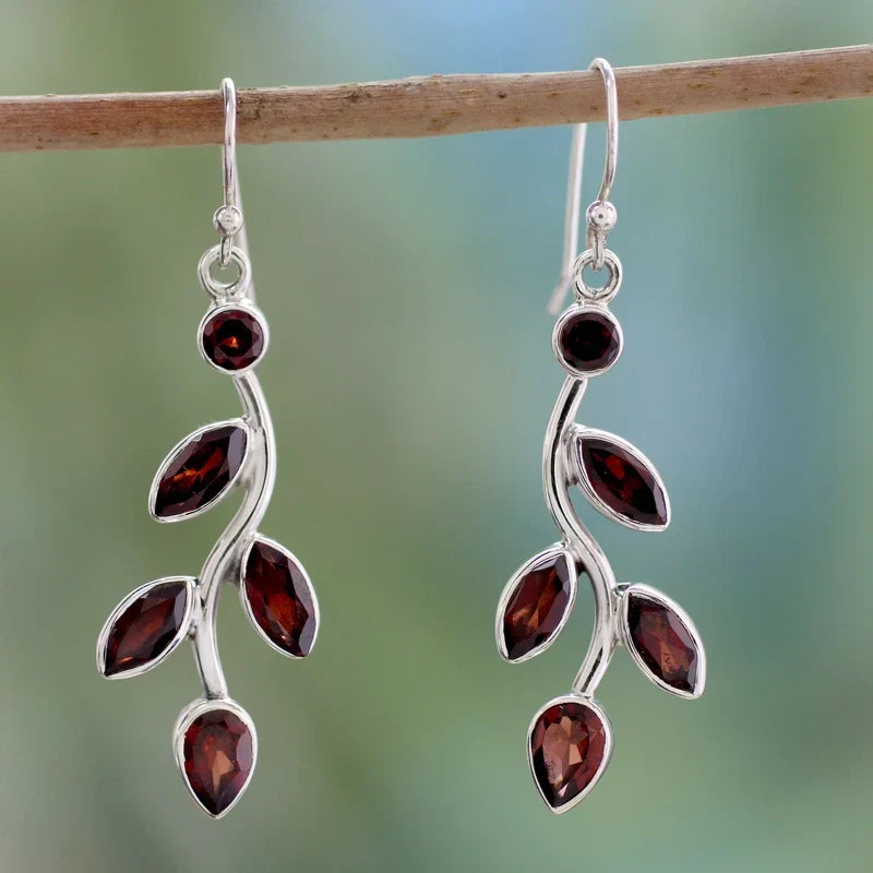 Pendientes Vintage con Hoja Rojos
