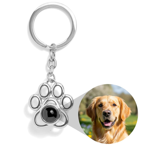 Llavero personalizado con foto de mascota, plata