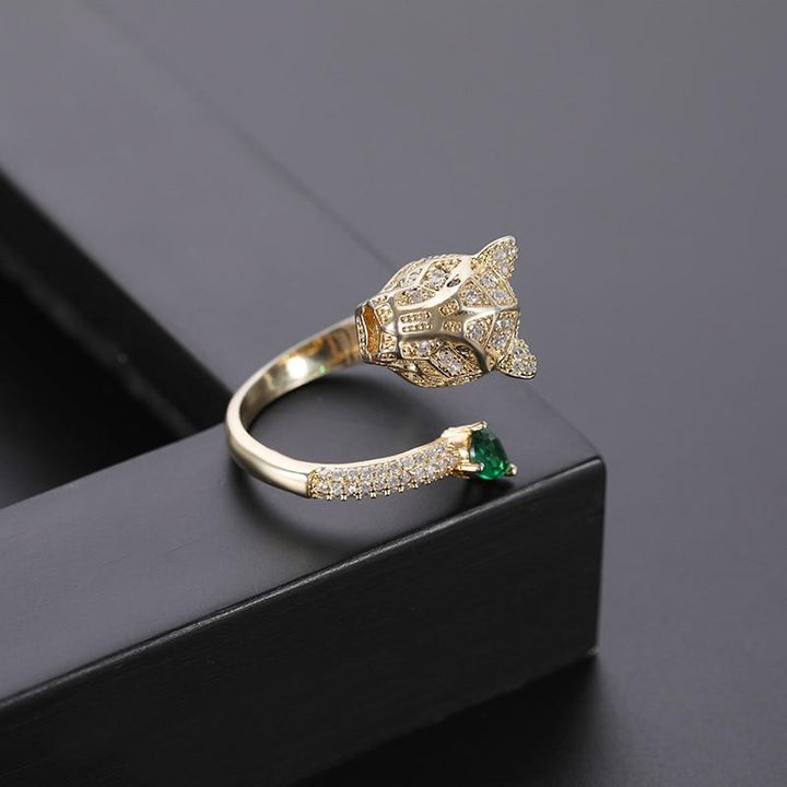 Anillo Ajustable de Leopardo con Acabado