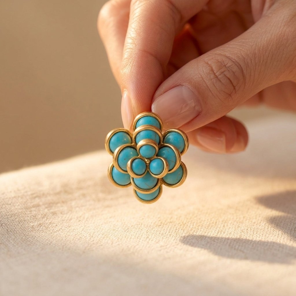 Pendientes Flor Turquesa de Oro