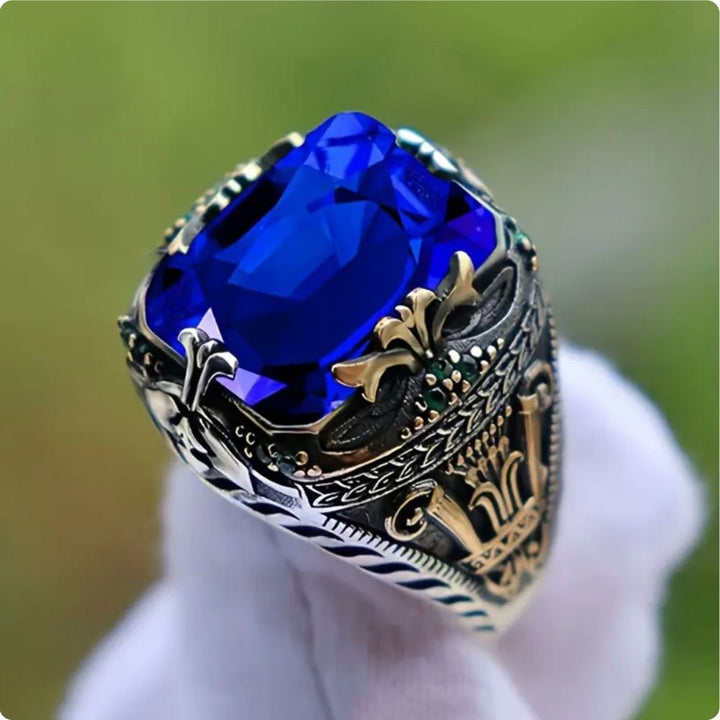 Anillo Piedra Azul Zafiro