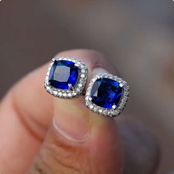 Pendientes Cuadrados Azul Zafiro
