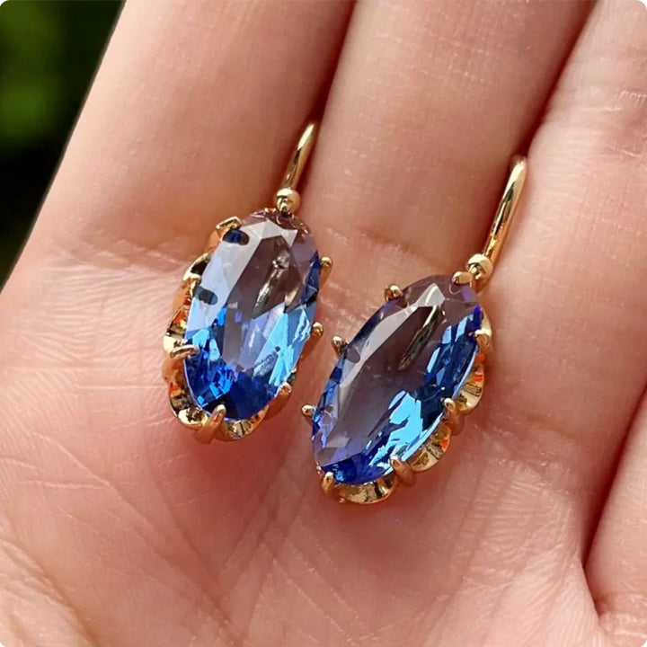 Pendientes Flor Azul y Oro