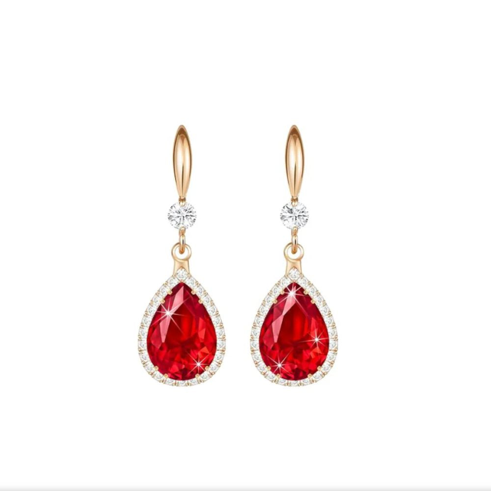 Pendientes Lágrima Rojo Rubí