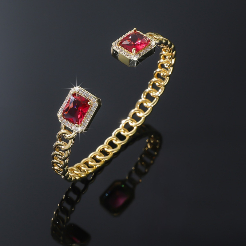 Pulsera abierta de rubí Veloria Oro