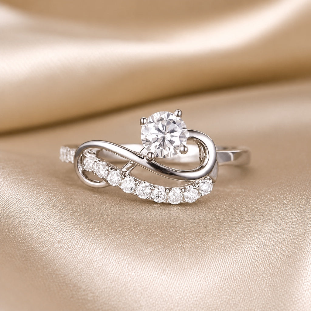 Anillo Infinito Brillante Oro Blanco