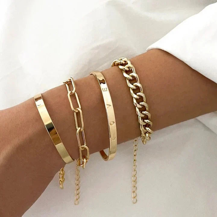 Conjunto Pulseras Apilables Doradas