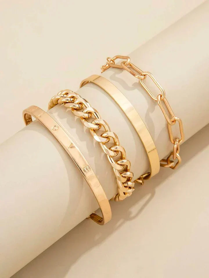 Conjunto Pulseras Apilables Doradas