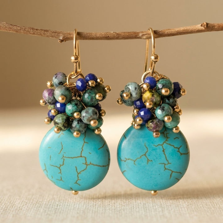 Pendientes Piedras Mixtas Turquesa
