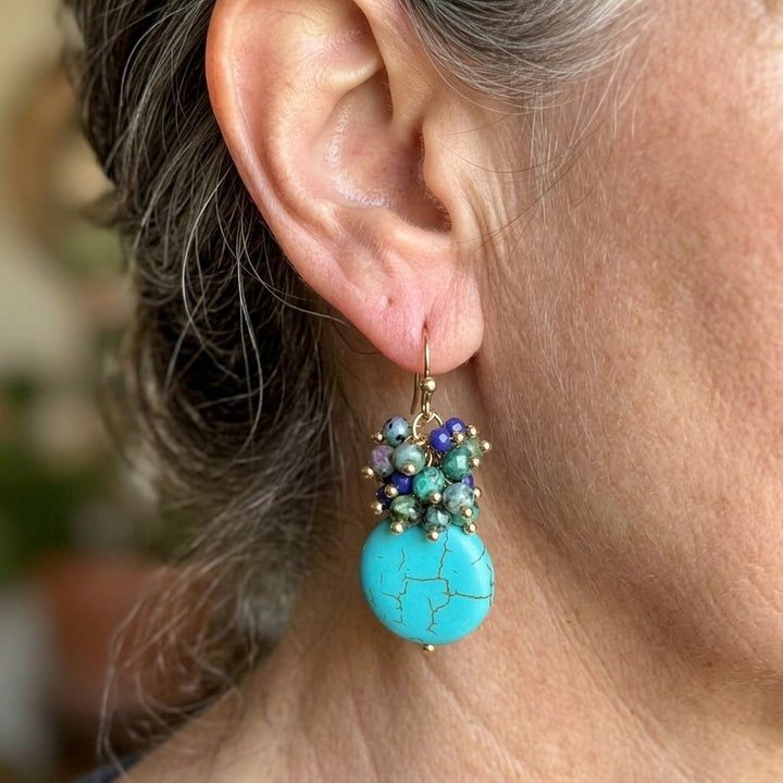 Pendientes Piedras Mixtas Turquesa
