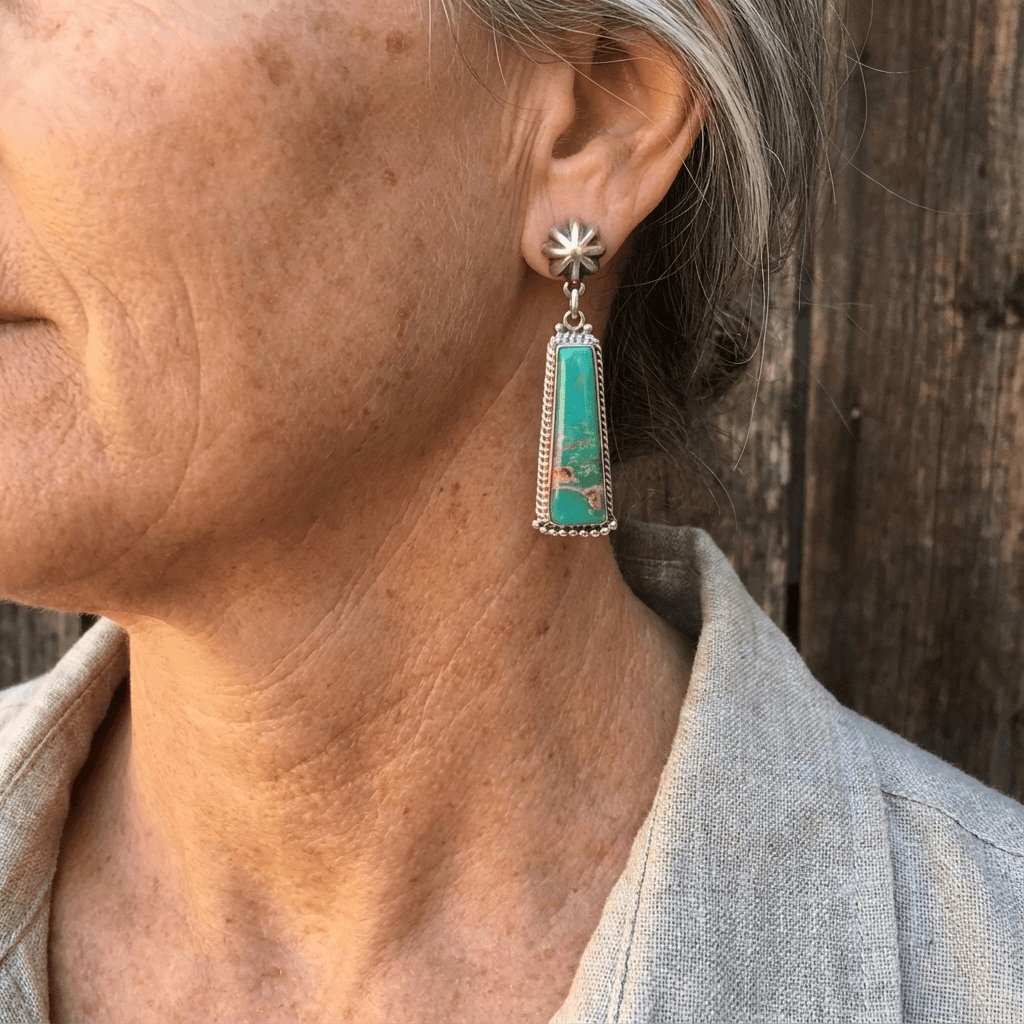 Pendientes Rectángulo Turquesa Largos