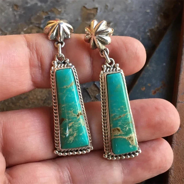 Pendientes Rectángulo Turquesa Largos