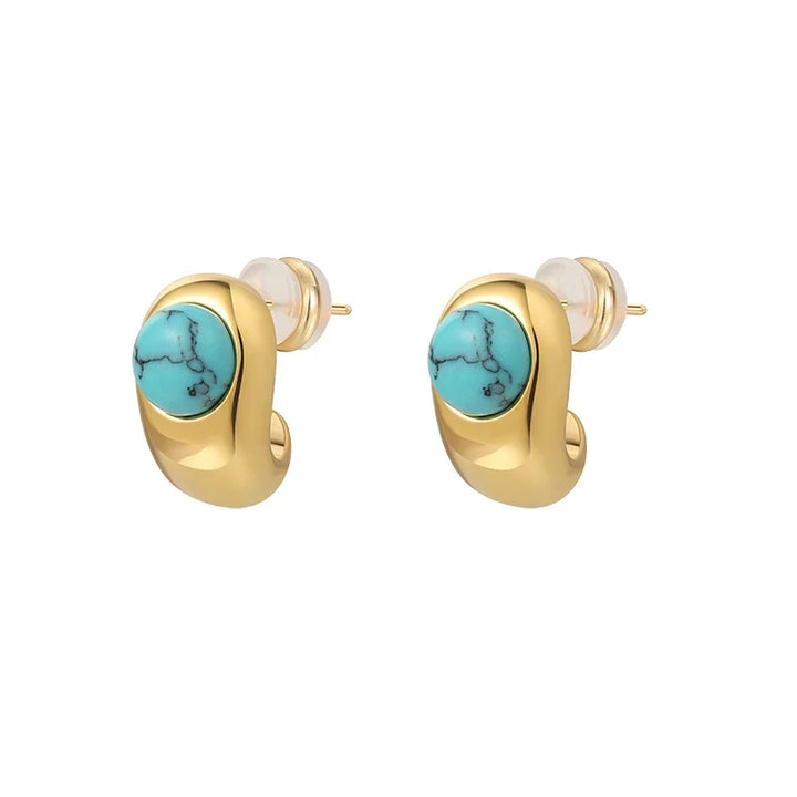 Pendientes Curvos Turquesa Cobrizos